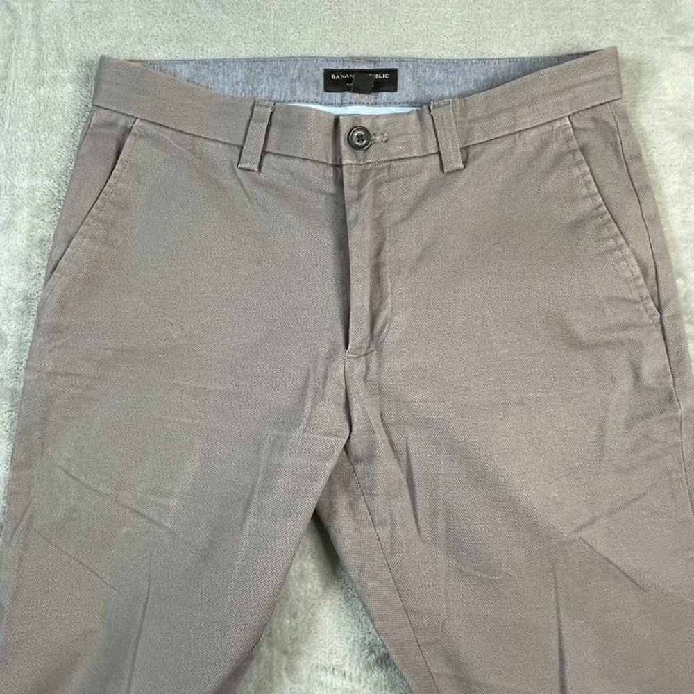 Banana Republic Aiden Chino Pant 31x29 Light Gray MicroPrint Cotton Stretch-READ